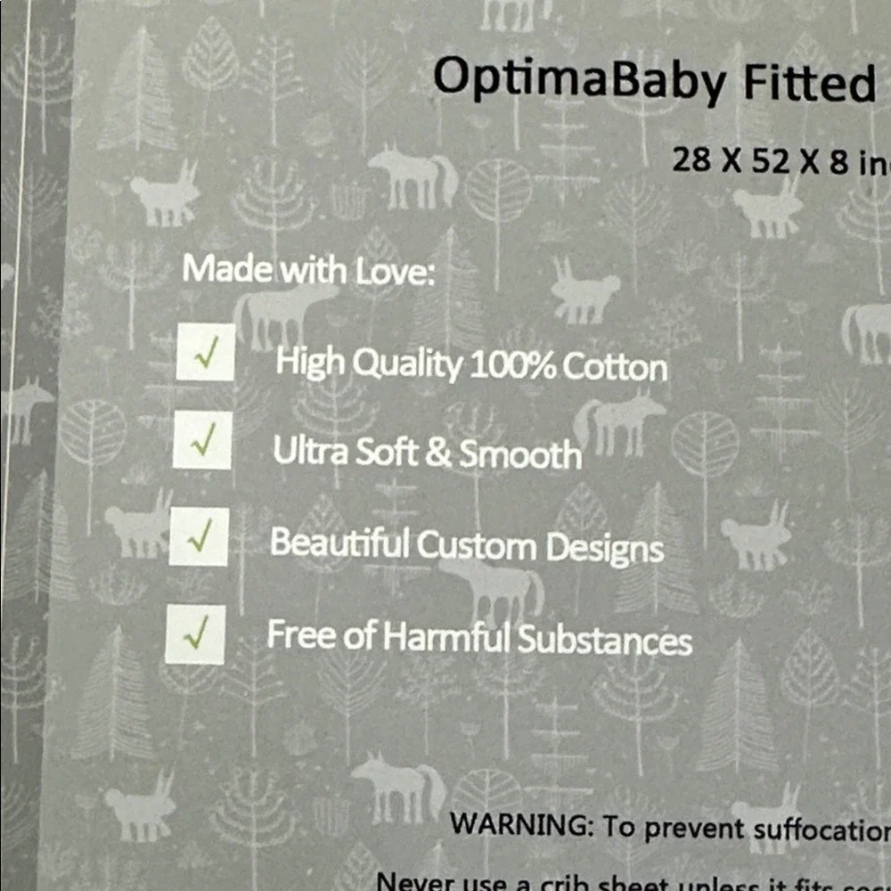 Two Optima Baby‎ 2 Pack Fitted Soft Cotton Fitted Crib Sheets Green White